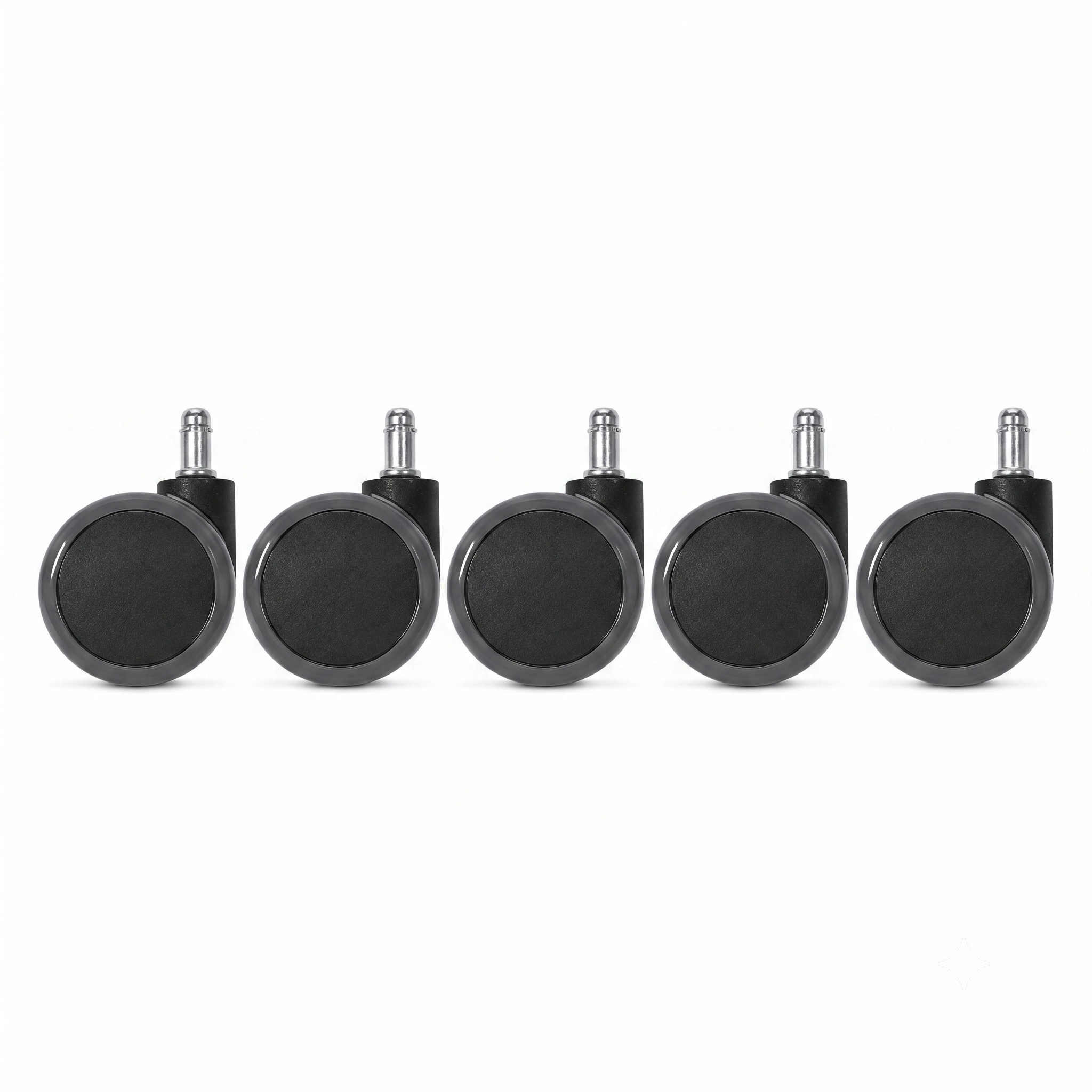 Hjulsats för kontorsstol 60 mm, mjuk bana, 11 mm tapp (5 st)