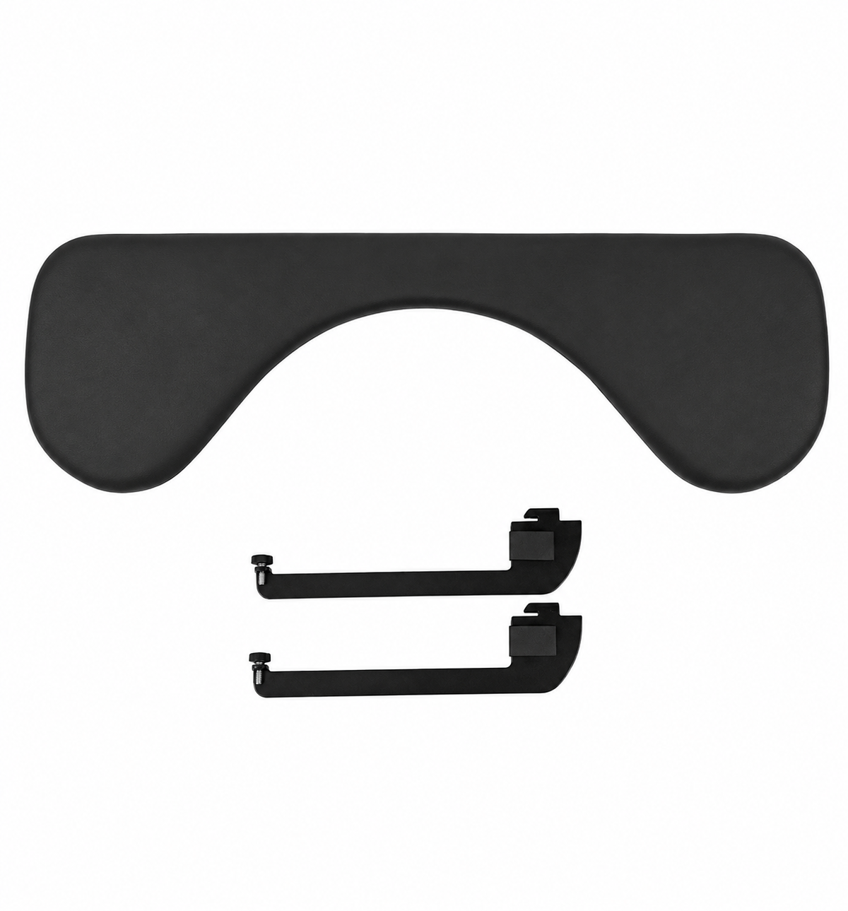 GelComfort symmetric arm support in Lycra shown with its desk-mounting bracket below the pad