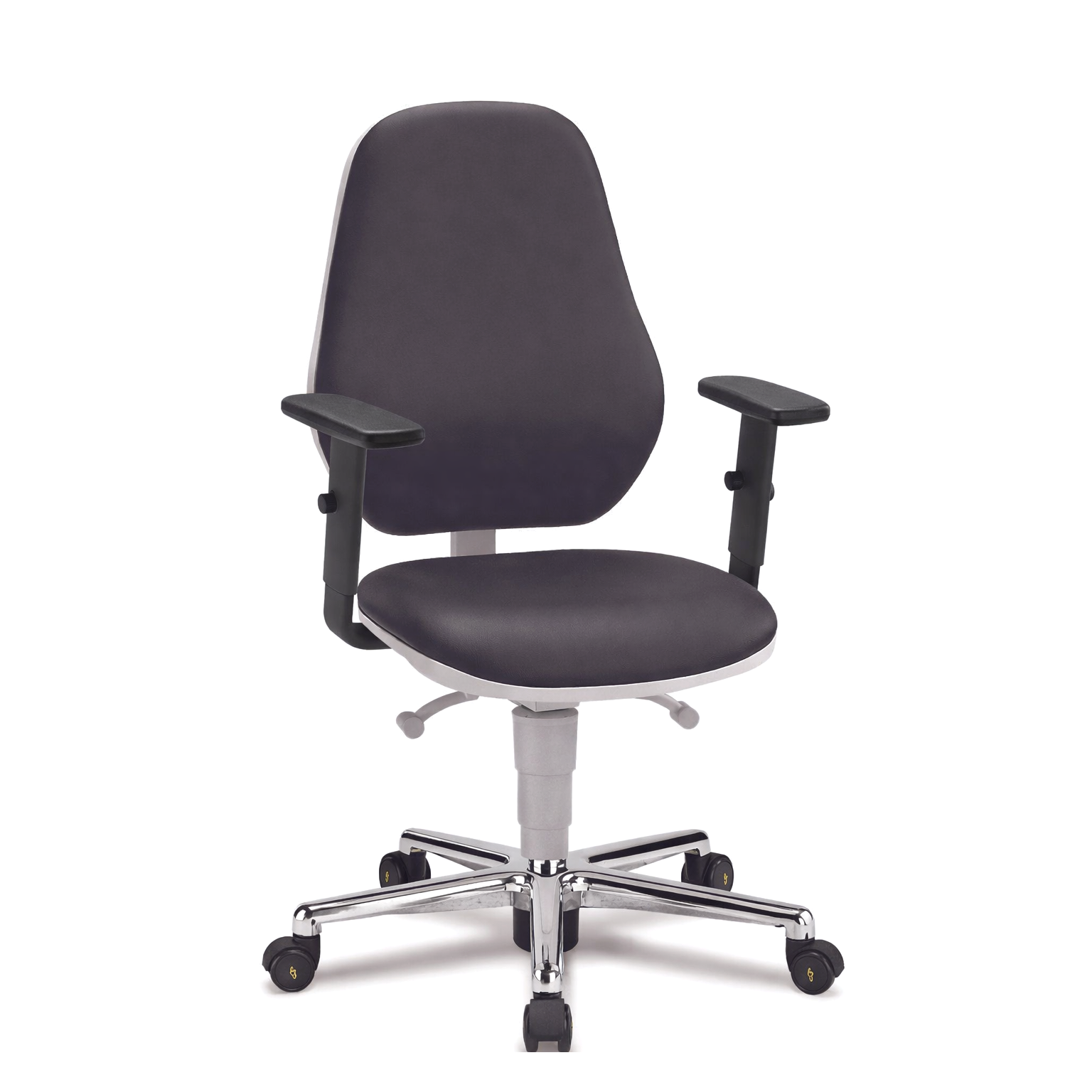 Cleanroom Basic renrumstol med 4D-armstöd – svart konstläder