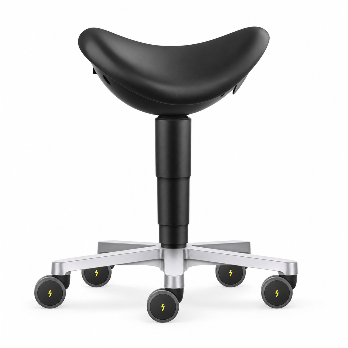ESD Stool sadelstol, svart konstläder
