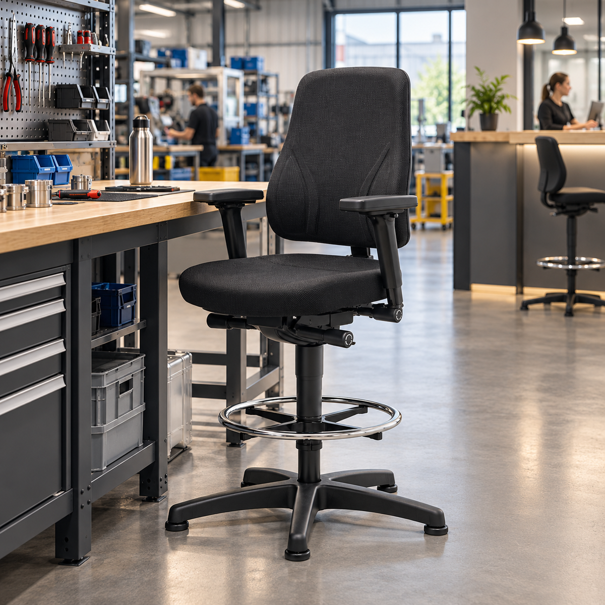 Bimos All-In-One Trend 3 arbetsstol, svart tyg, 4D-armstöd