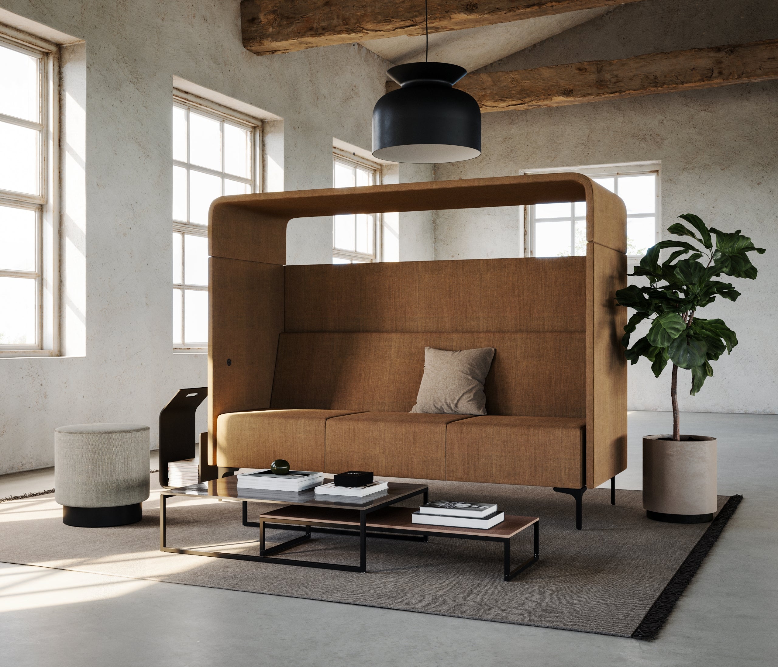 Focus-soffa med tak, 23-sits