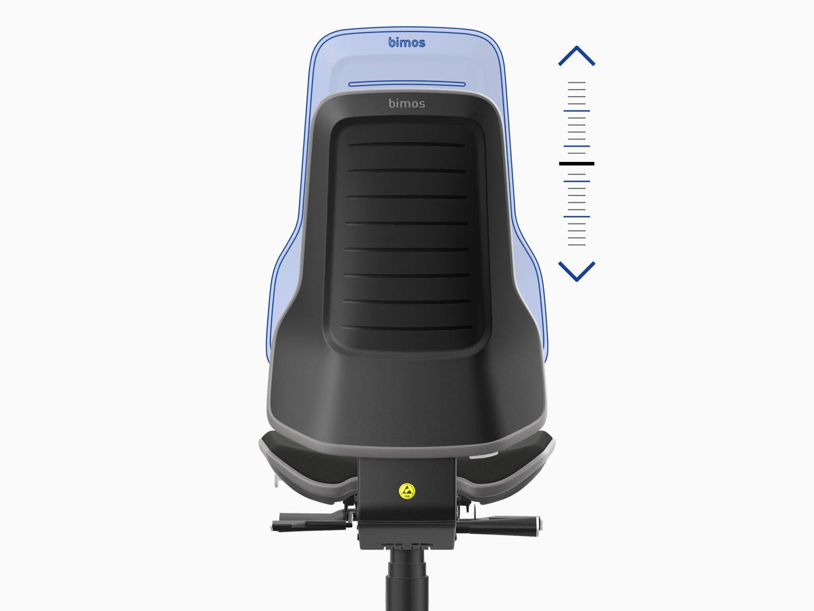 Neon 2 ESD-arbetsstol, ryggstödets lutning - 4D armstöd – Duotec fabrik klädsel