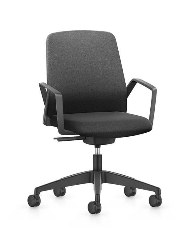 Modern black BUDDYis3 office chair with ergonomic design and adjustable features for comfort in any workspace.