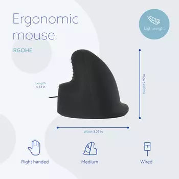 R-Go He Mouse (stor, vänster, trådbunden)