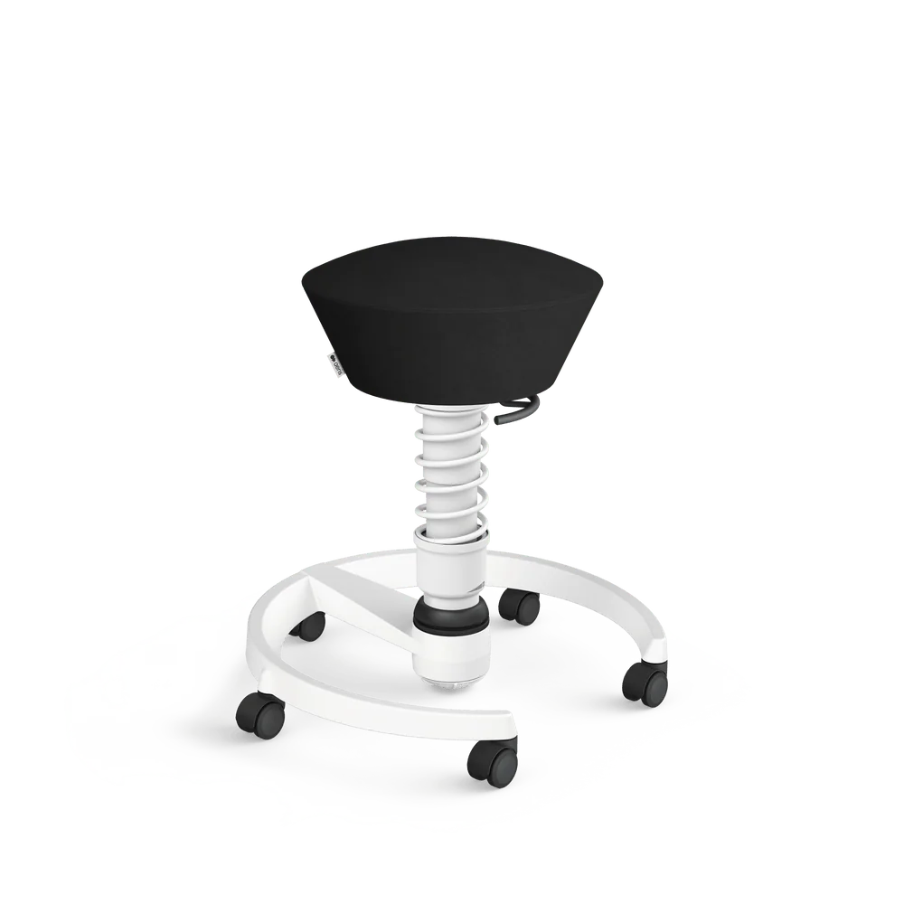 Swopper, black Comfort microfibre, white frame, castors