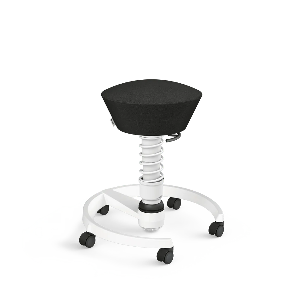 Swopper, black Capture wool blend, white frame, castors