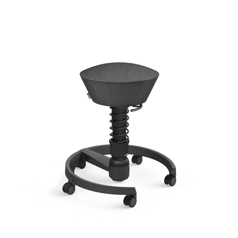 Swopper, slate grey mélange Capture wool blend, black frame, castors