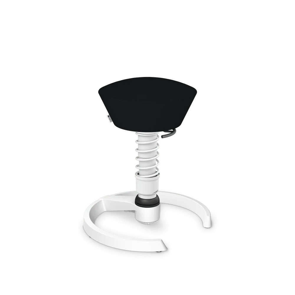 Swopper, black Cura recycled polyester, white frame, glides