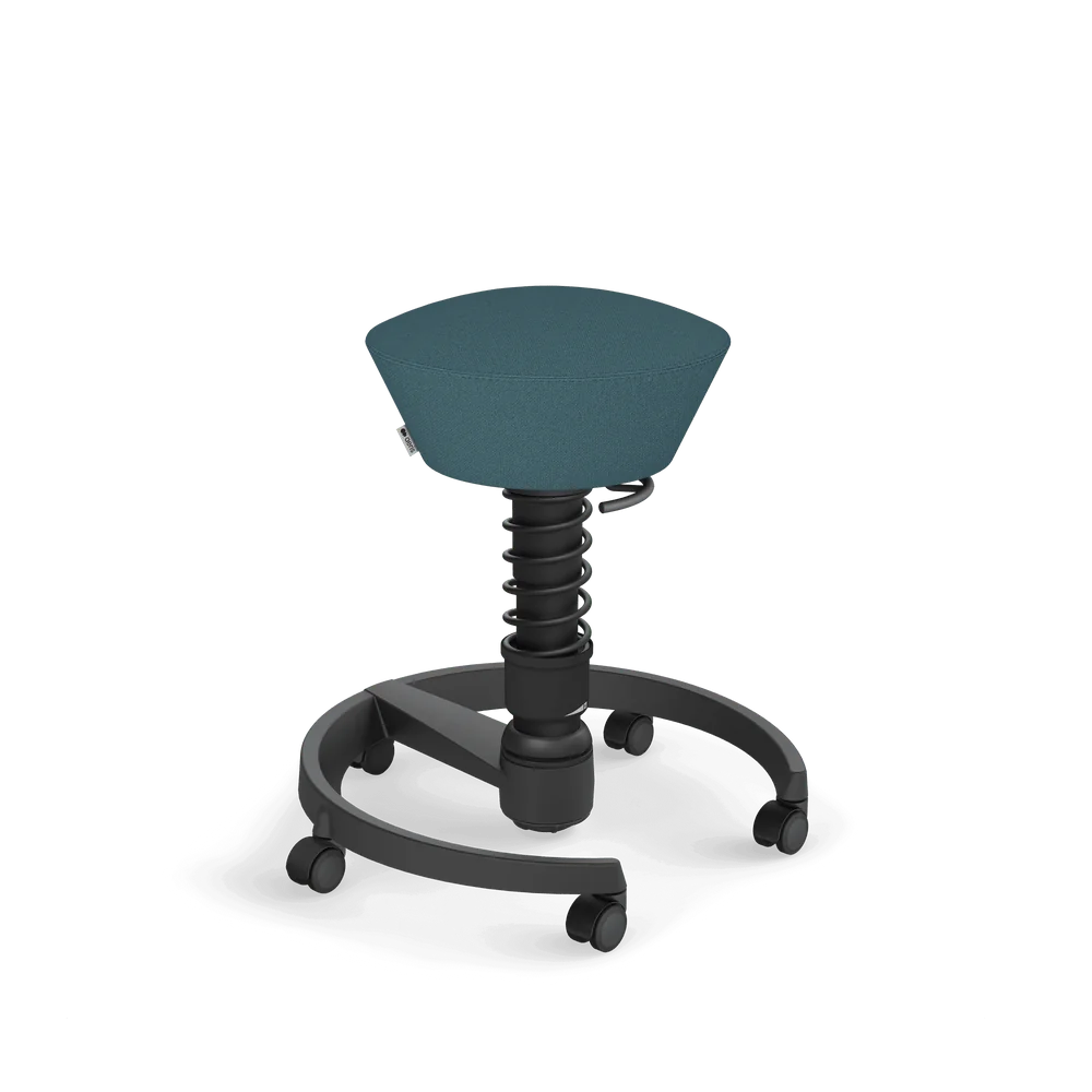 Swopper, blue mélange Cura recycled polyester, black frame, castors