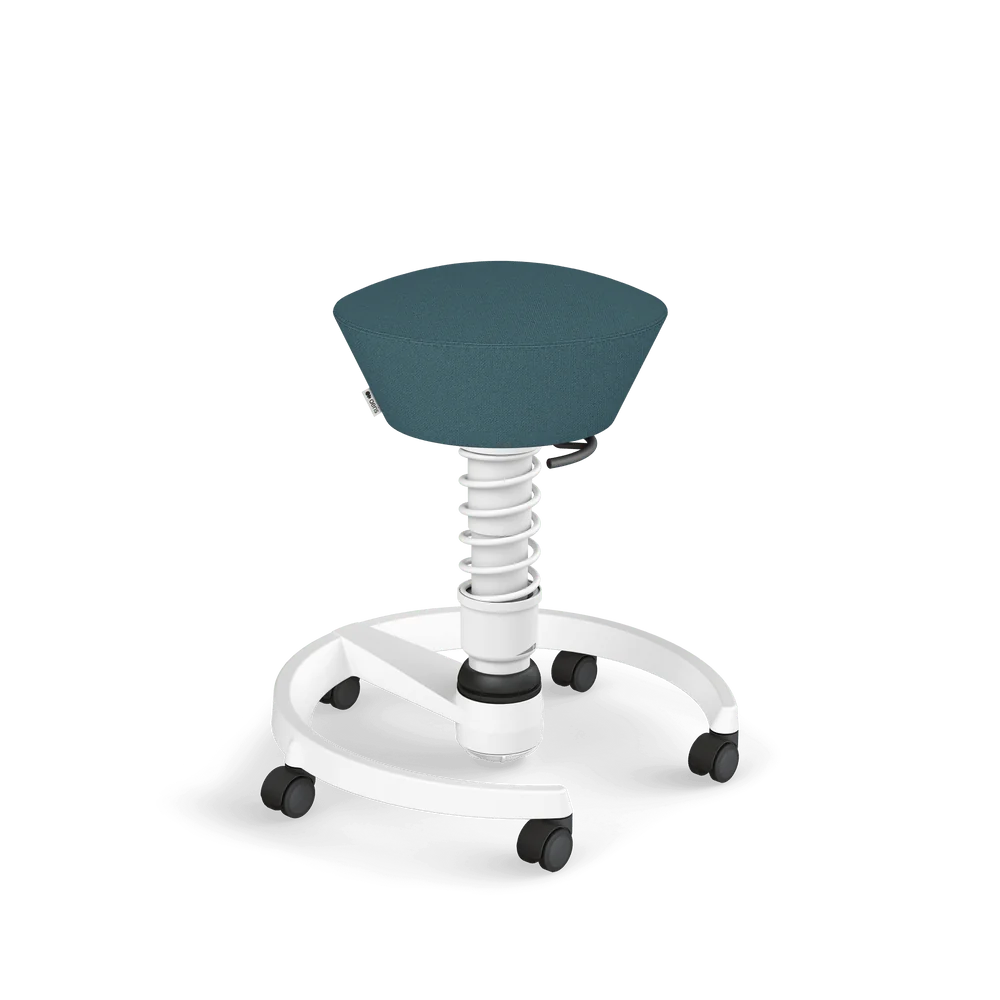 Swopper, blue mélange Cura recycled polyester, white frame, castors