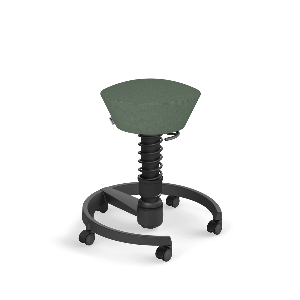 Swopper, pale green mélange Cura recycled polyester, black frame, castors