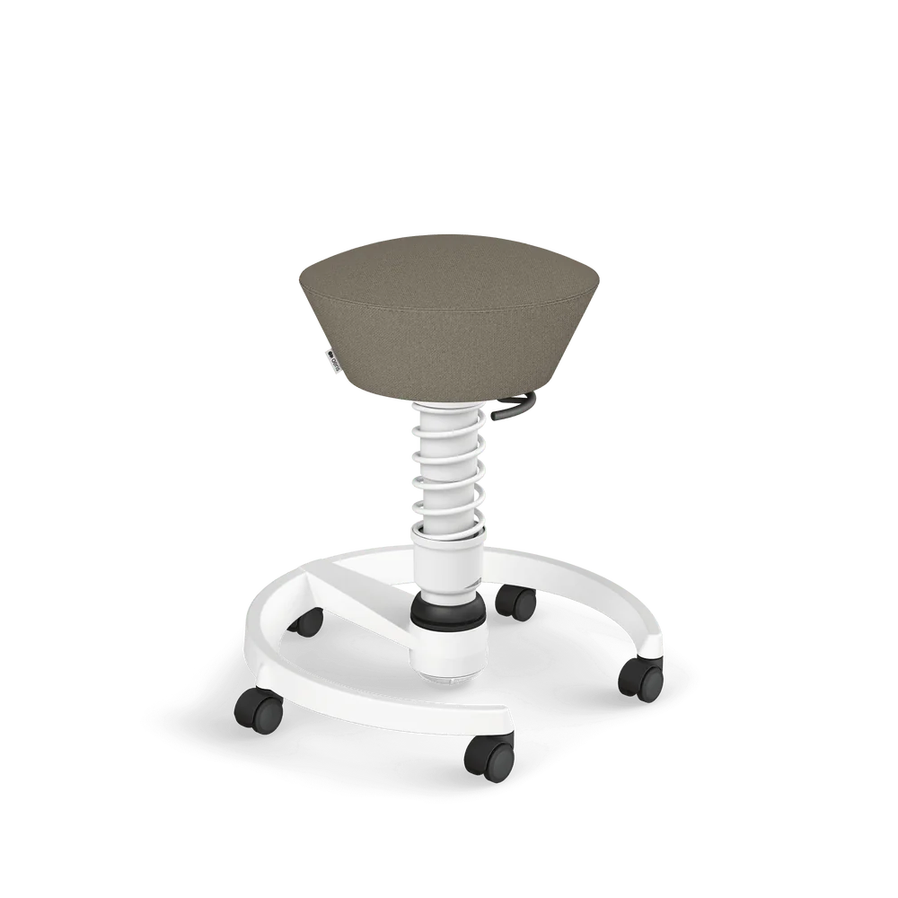 Swopper, beige mélange Cura recycled polyester, white frame, castors