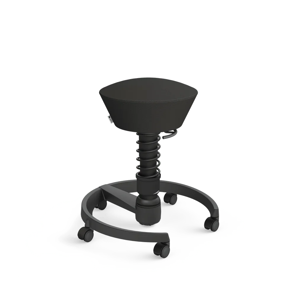 Swopper, black Atlantic leather, black frame, castors