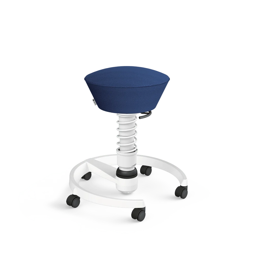 Swopper Air, blue Runner 3D mesh, white frame, castors