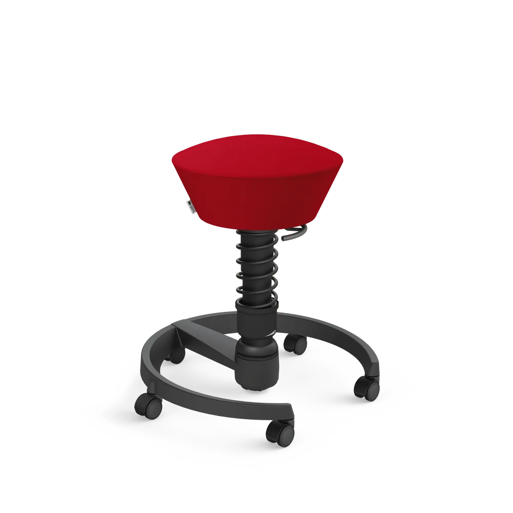 Swopper, red Select wool blend, black frame, castors