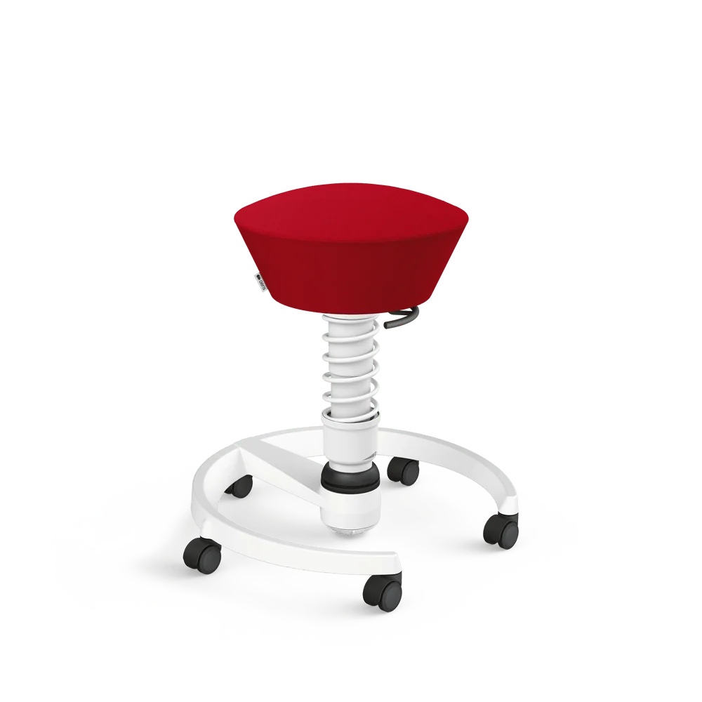 Swopper, red Select wool blend, white frame, castors