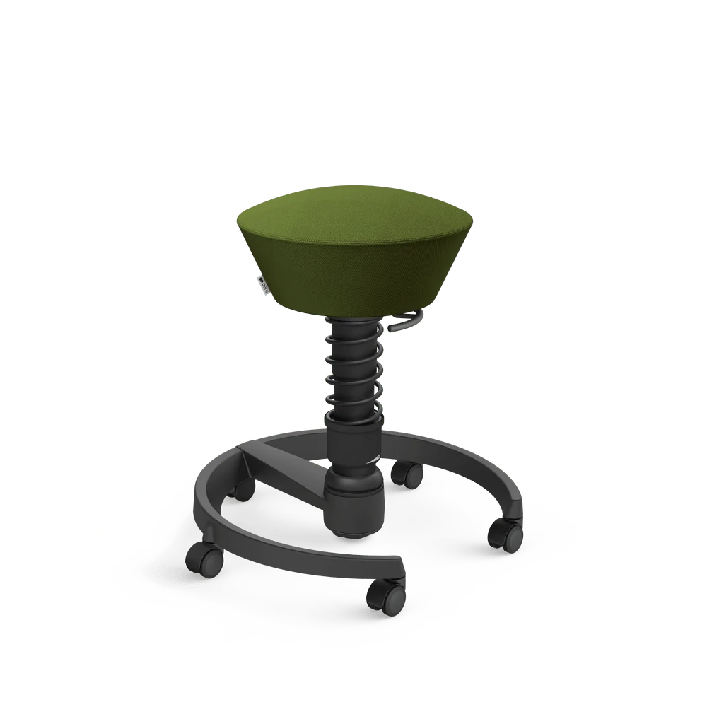 Swopper, green Select wool blend, black frame, castors