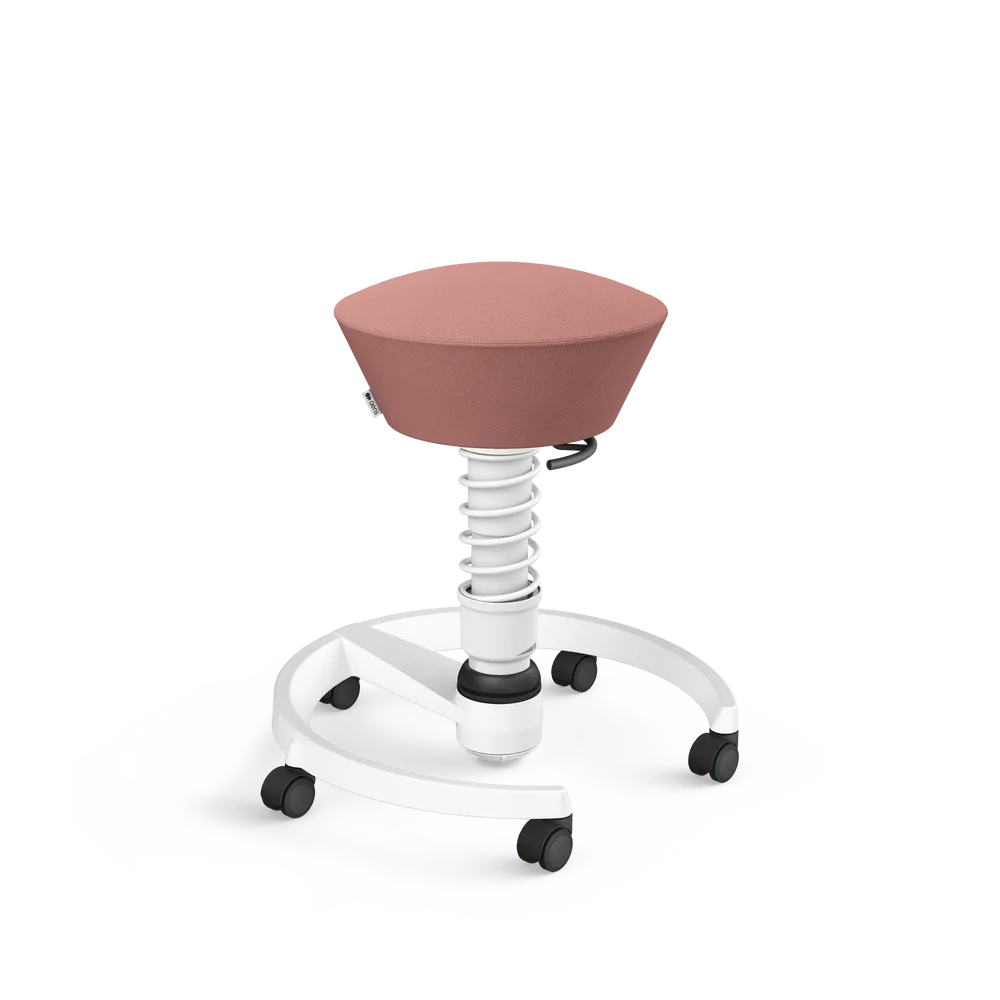 Swopper, pale pink Select wool blend, white frame, castors