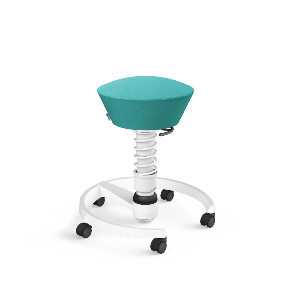 Swopper, turquoise Select wool blend, white frame, castors