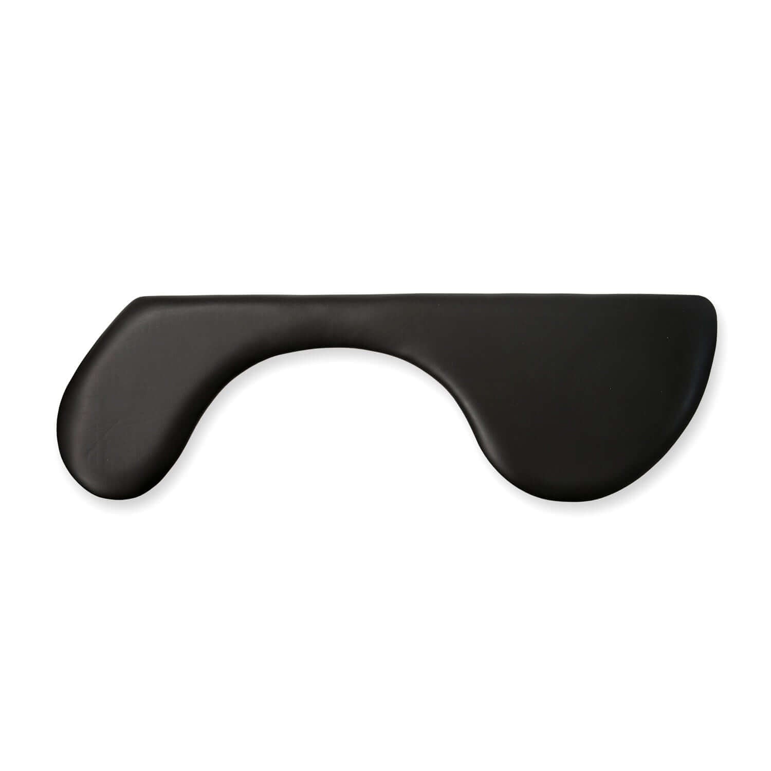 Black premium faux leather ergonomic armrest, 68.5 cm, designed for optimal comfort and support on 3 cm thick table tops.