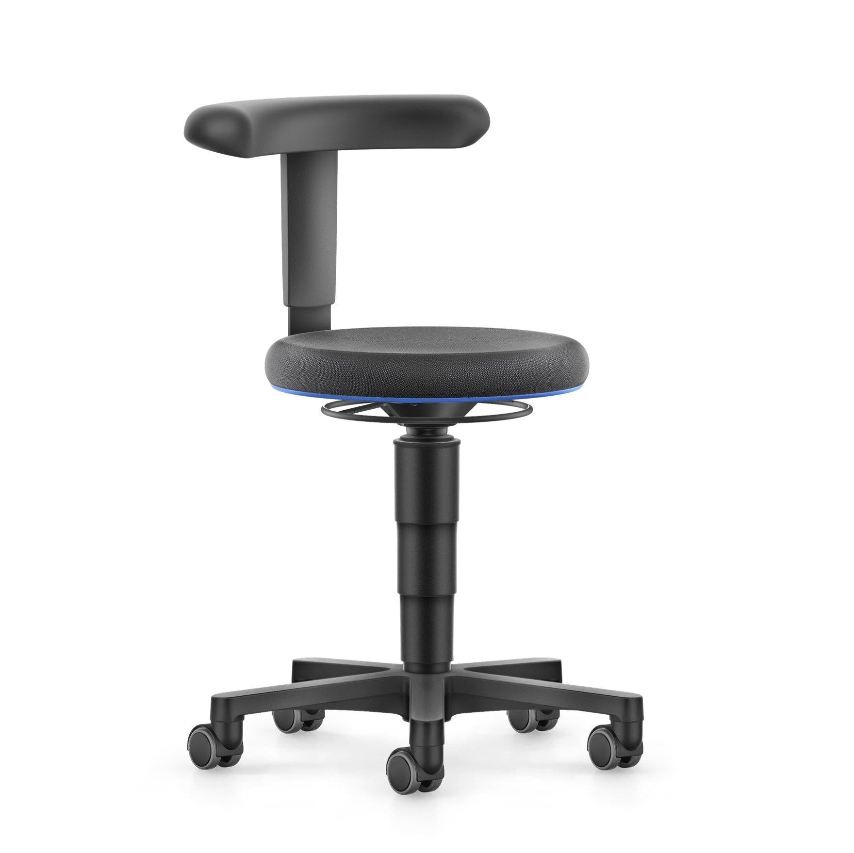 Stool - justebart ryggstöd, svart tyg