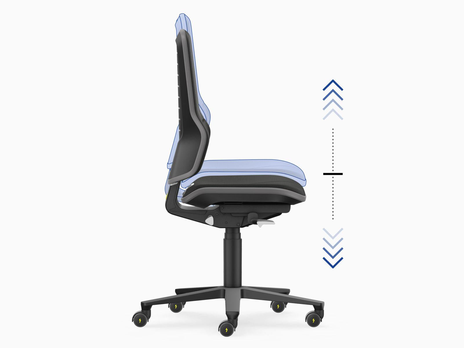 Neon 2 ESD-arbetsstol, ryggstödets lutning - 4D armstöd – Duotec fabrik klädsel