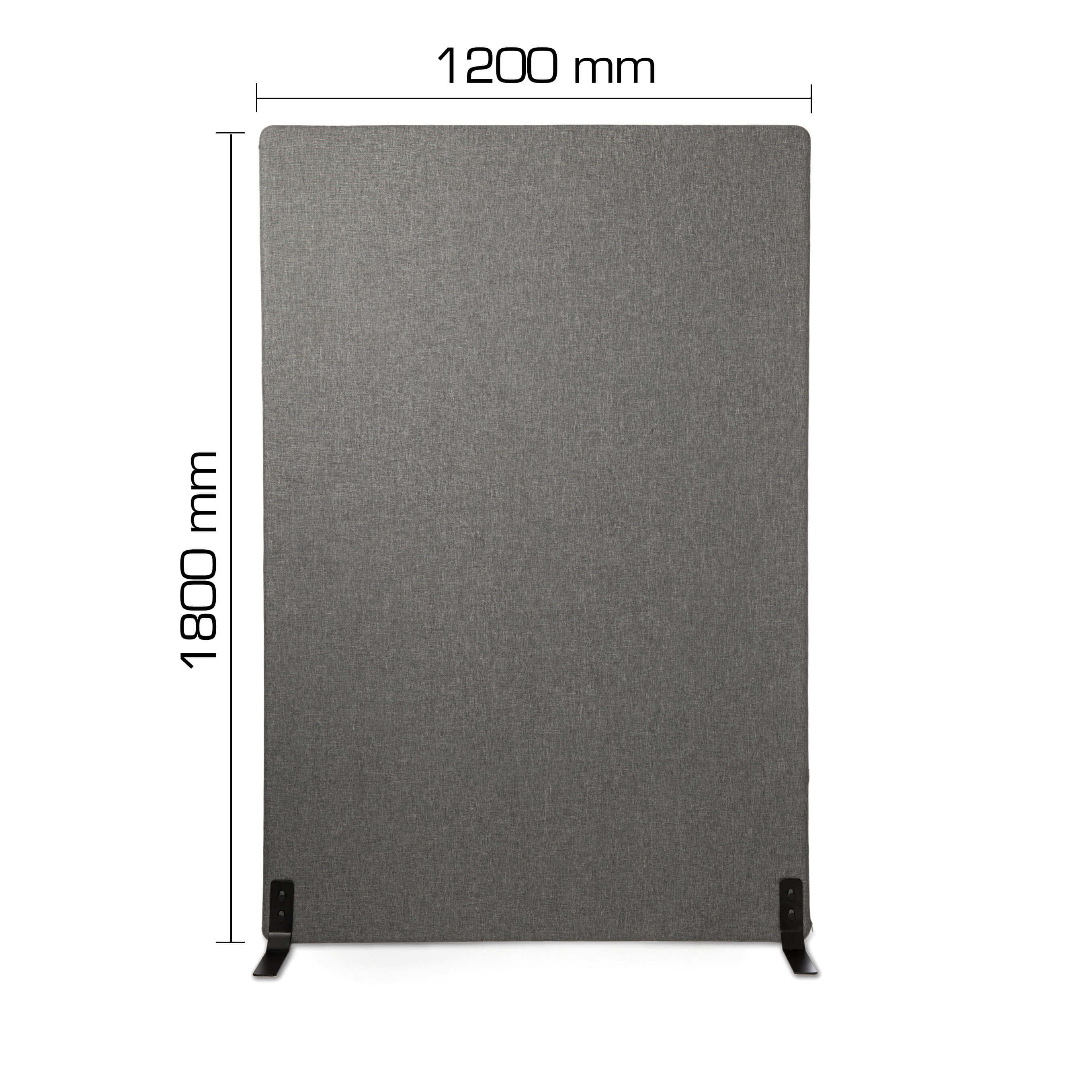 Grey soundproof screen 1200x1800 mm for creating quiet workspaces and room divisions in open-plan offices.