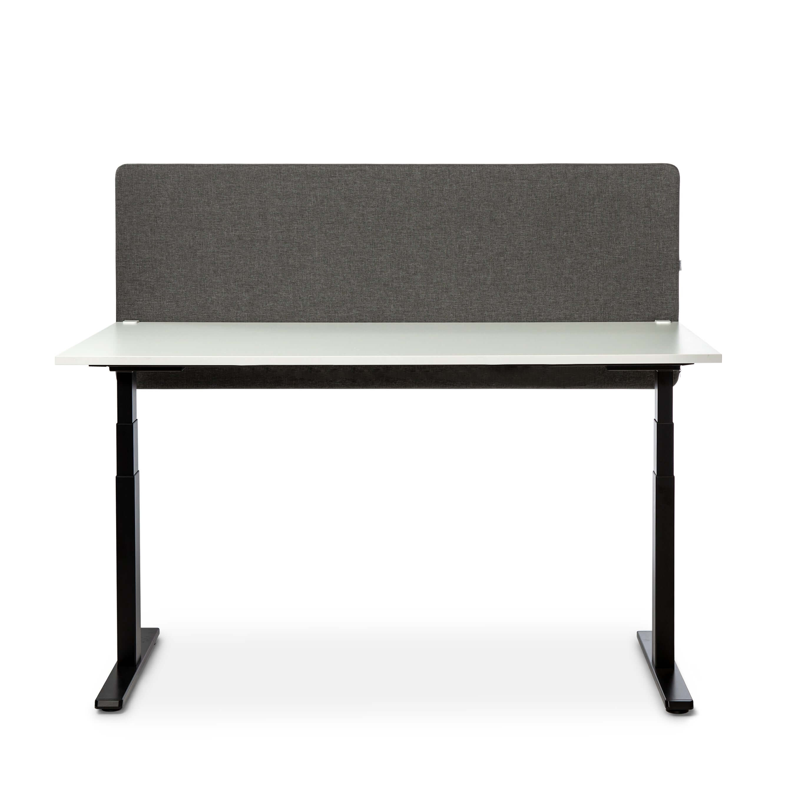 Grey soundproof desk screen 1400x650mm enhances privacy and focus in office spaces.