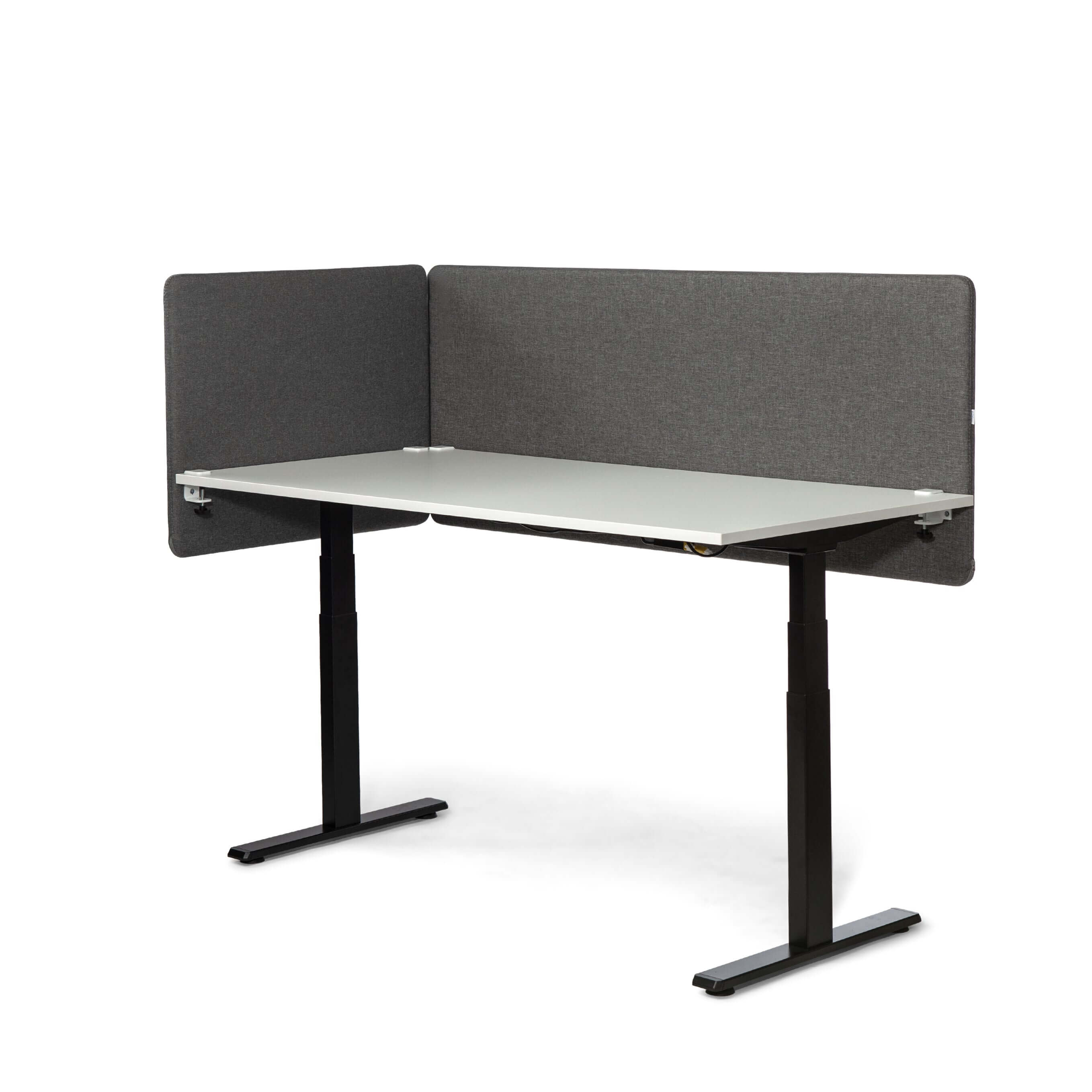 Grey soundproof desk screen 800x650 mm creating private workspace environment