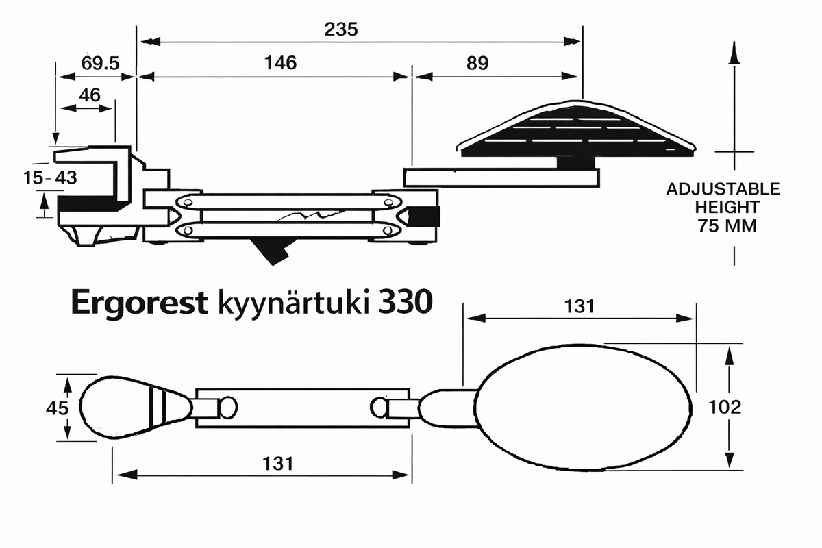 Ergorest underarmsstöd 330, vit