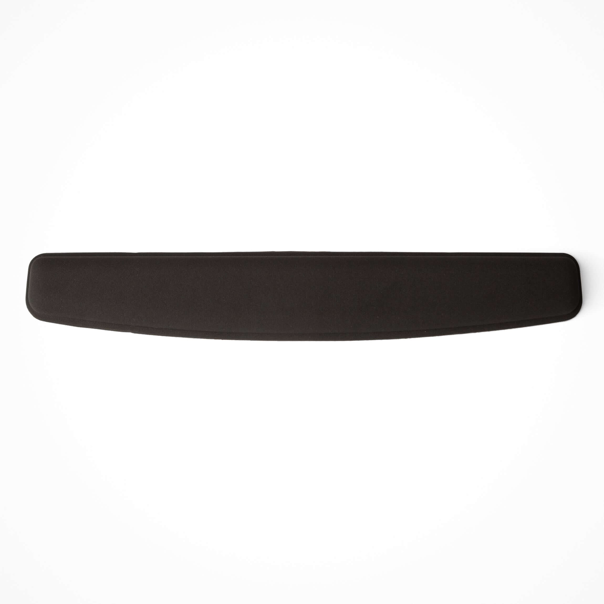 Black gel wrist rest with ergonomic design and non-slip base for office and gaming comfort.