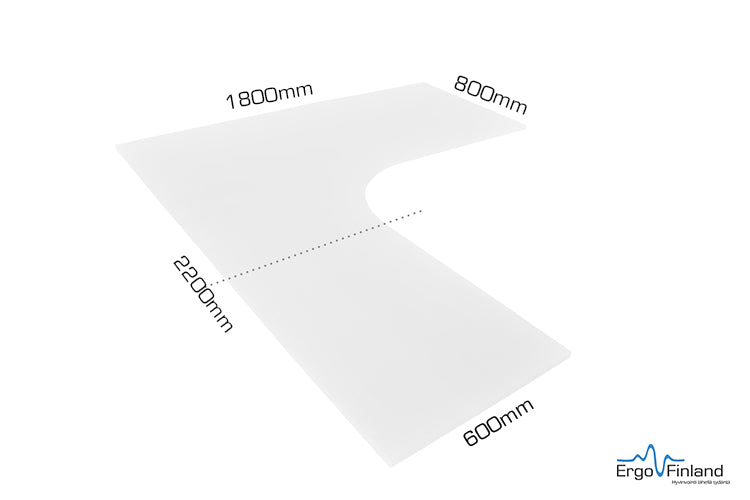 Table top (corner) 1800x2200mm 80/60mm, white