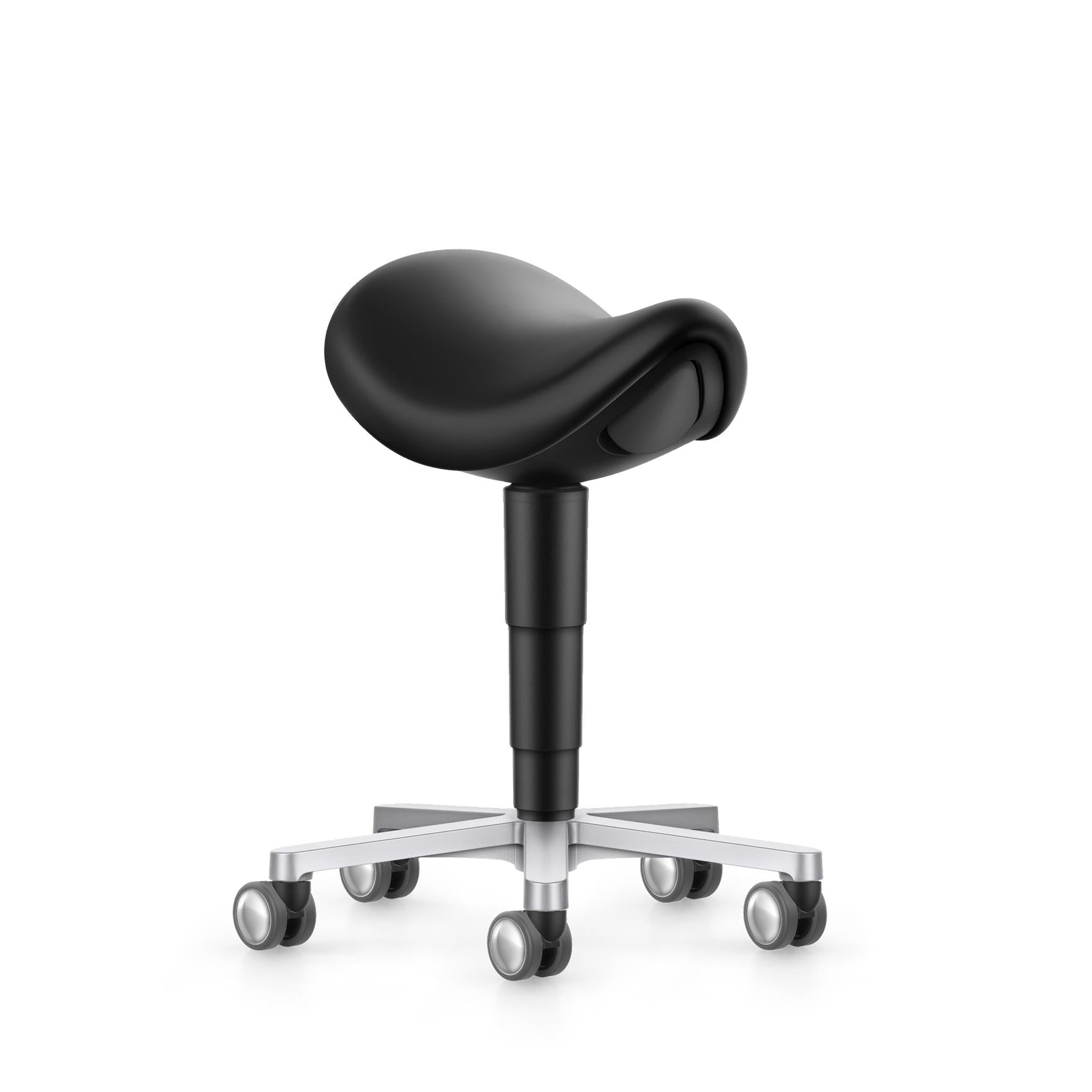 Stool laboratorie/medical sadelstol, svart konstläder