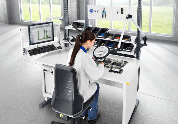 Neon 2 ESD-arbetsstol, ryggstödets lutning - 4D armstöd – Duotec fabrik klädsel