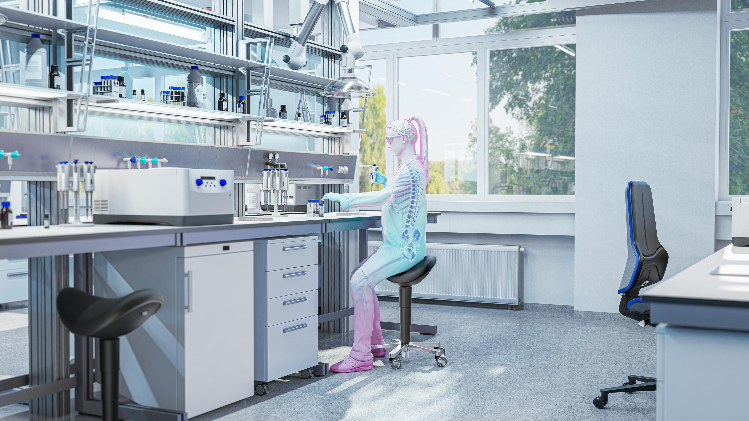 Stool laboratorie/medical sadelstol, svart konstläder