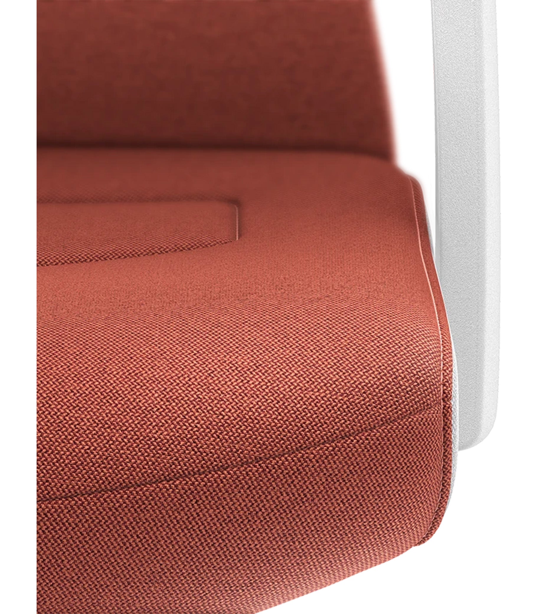 Close-up of padded backrest with orange upholstery featuring Smart-Spring technology for ergonomic seating and enhanced mobility.