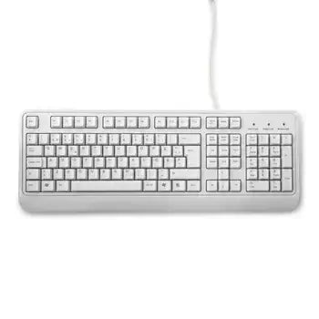 Ergonomic white Easyclean keyboard with USB connection, featuring detachable keys for easy cleaning, ideal for professional use.