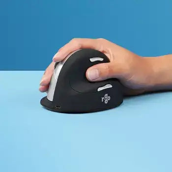 Ergonomic wireless mouse for right-handed users showcasing comfortable grip to reduce wrist strain and improve productivity.