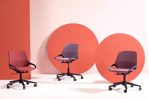 Aeris Numo Task office chairs with ergonomic design and patented movement mechanism, showcased with modern, stylish backgrounds.