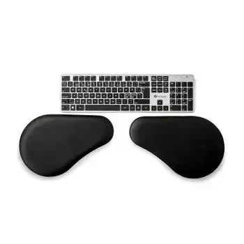 Black 2-part artificial leather arm support with keyboard for ergonomic comfort.