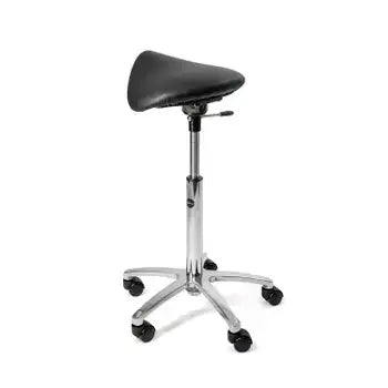 Ergonomic Matilda Swing saddle chair with leather seat and adjustable height, ideal for luxury seating and comfort.