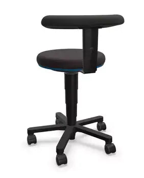 CleanErgo fabric stool with ergonomic design, ideal for factory environments, offering mobility and resilience.