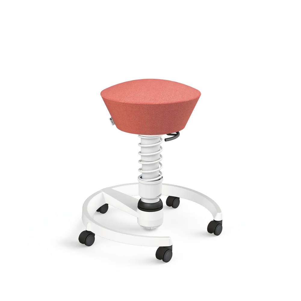 Swopper, pink-red mélange Capture wool blend, white frame, castors