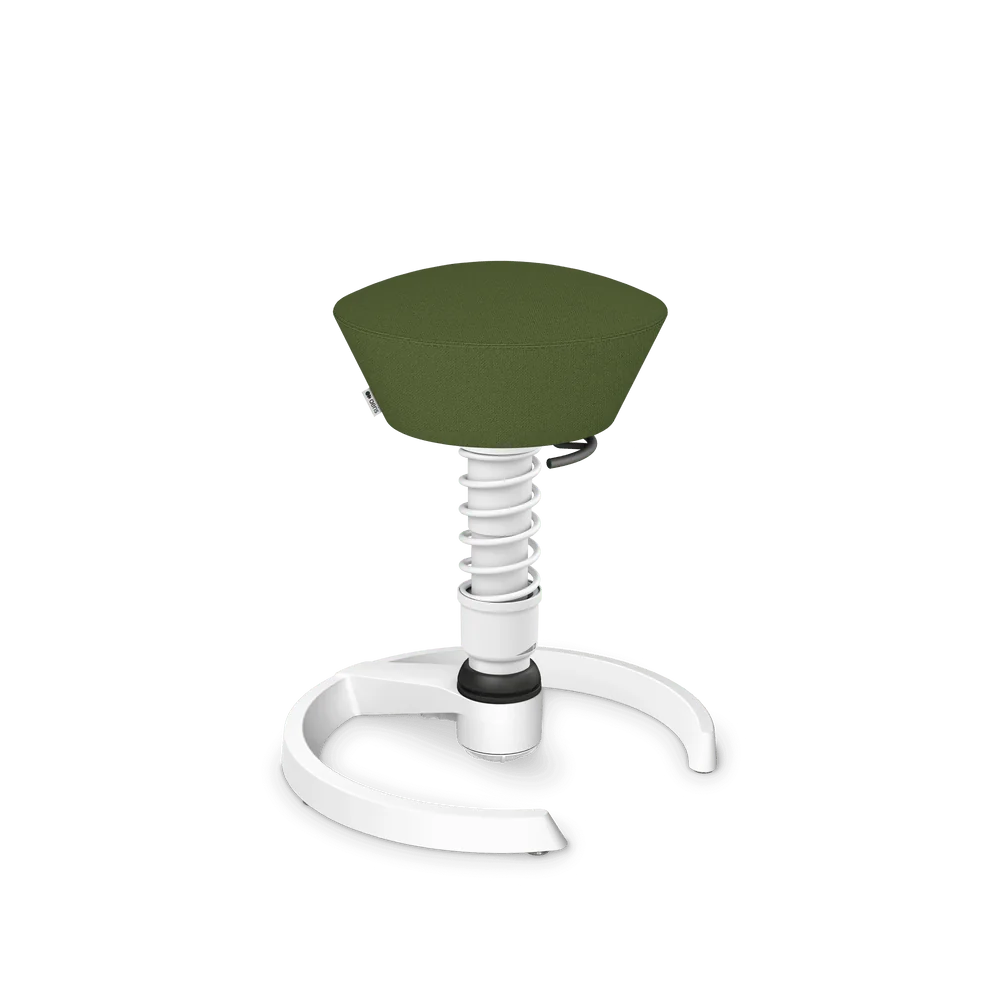 Swopper, fern green mélange Cura recycled polyester, white frame, glides