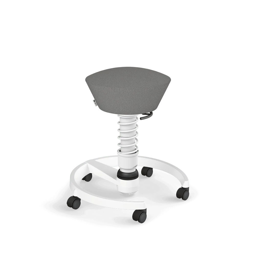 Swopper, light grey mélange Cura recycled polyester, white frame, castors