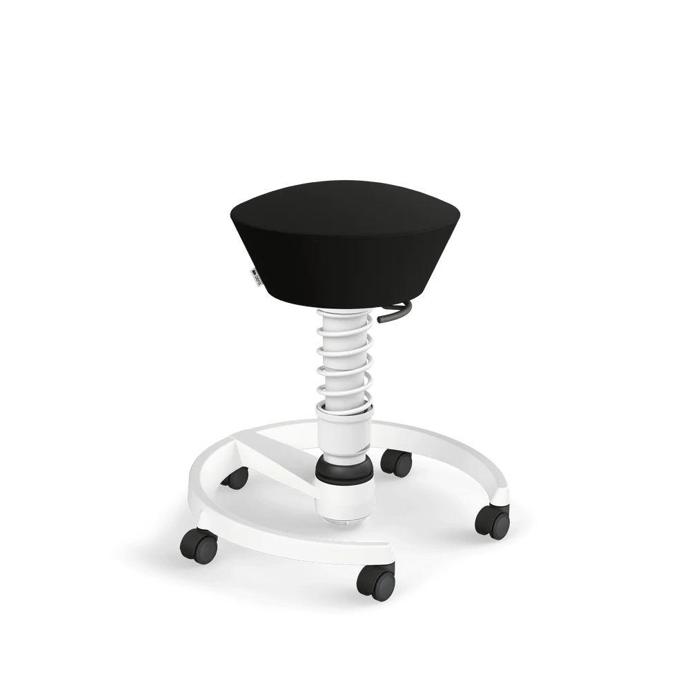 Swopper, black Mediflex artificial leather, white frame, castors