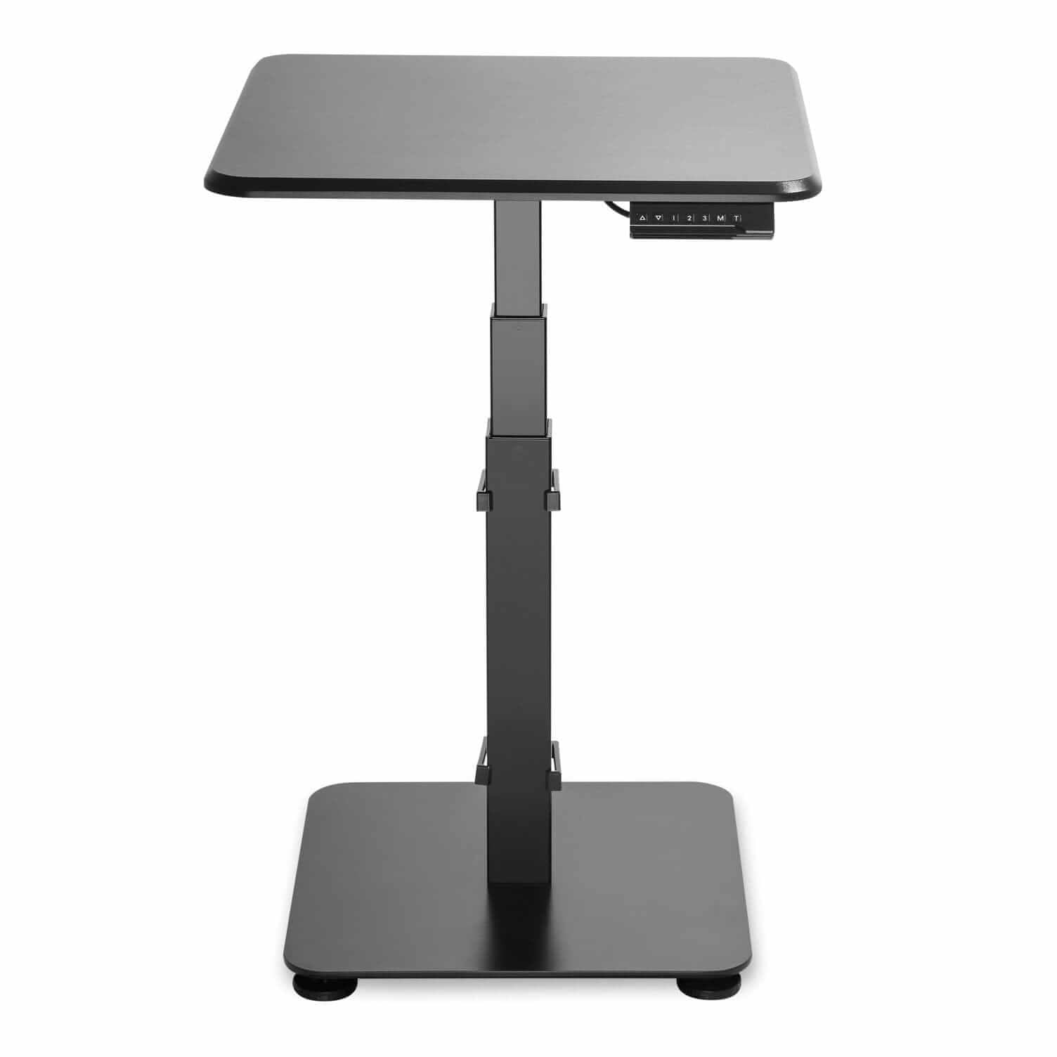 Black GetUpDesk Single electric adjustable desk for versatile seating and standing work positions.