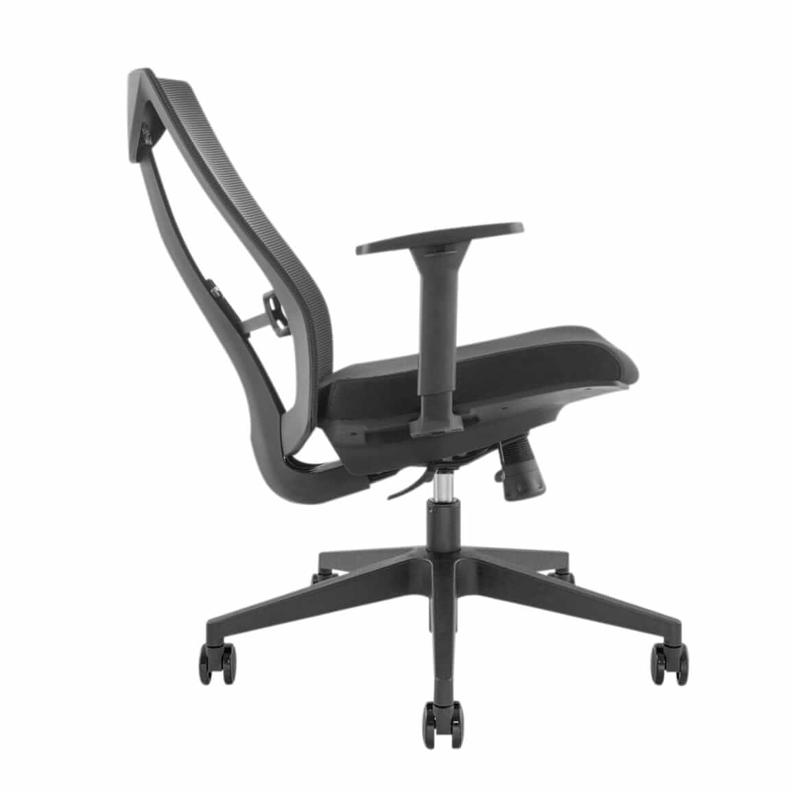 Ergonomic Kasper Comfort office chair with adjustable tilt and rocking function, breathable mesh backrest, and adjustable armrests.