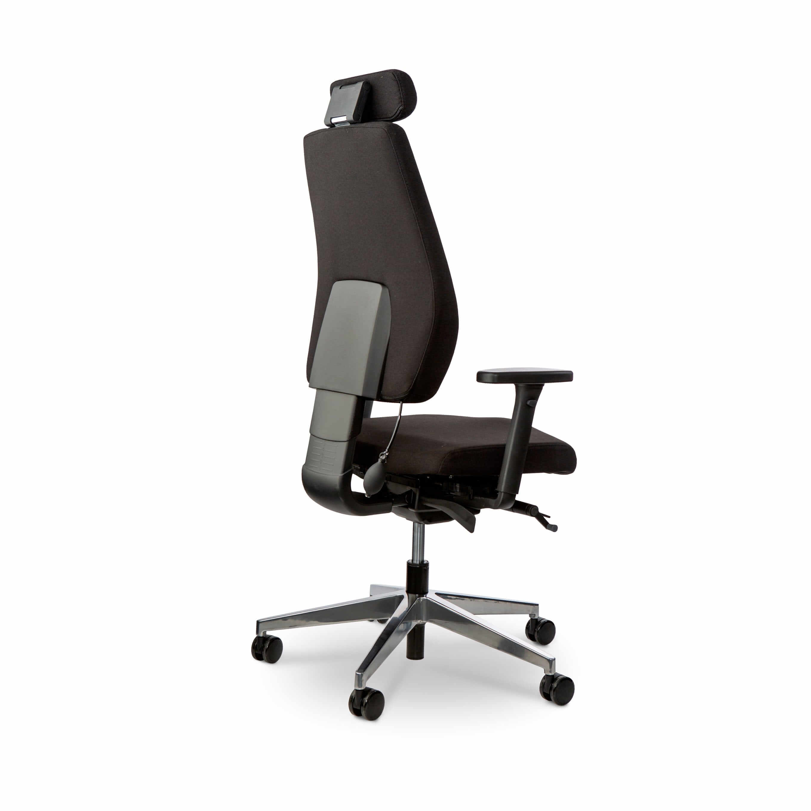 Black Joonatan office chair with ergonomic lumbar support and adjustable features, suitable for various work environments.